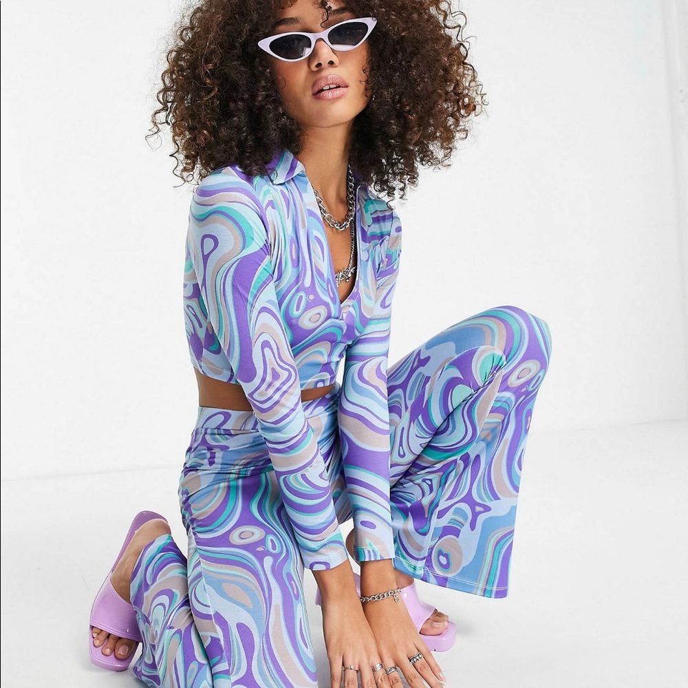 Women’s NWOT Asos Vintage Inspired Swirl Print Jersey Two piece set